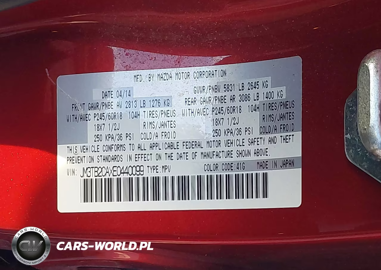 2014 Mazda Cx-9 Touring VIN:JM3TB2CAXE0440099 - 9