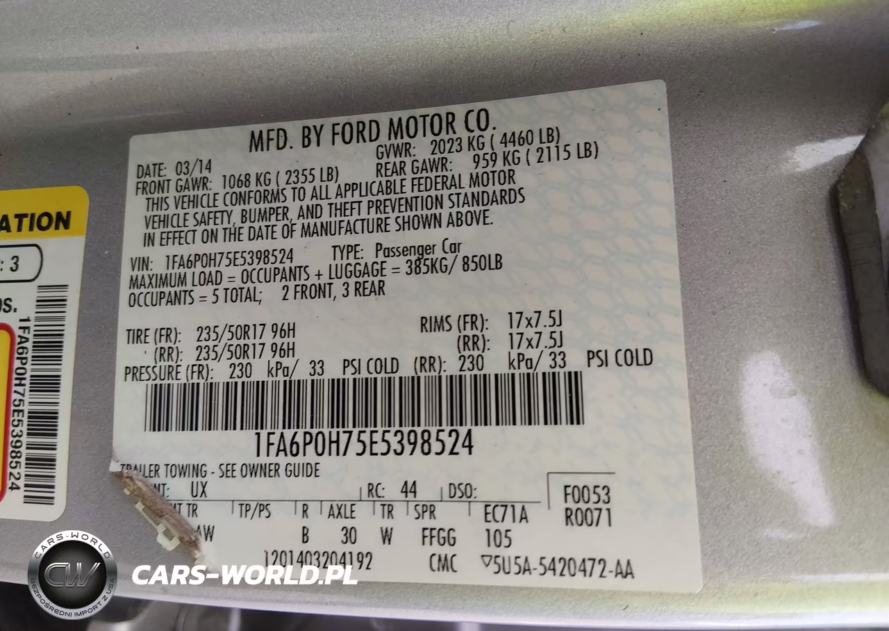 2014 Ford Fusion Se VIN:1FA6P0H75E5398524 - 9