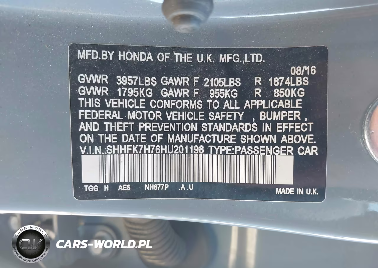 2017 Honda Civic Ex-L VIN:SHHFK7H76HU201198 - 9