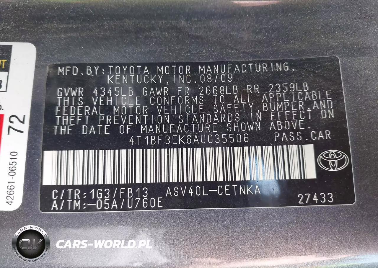 2010 Toyota Camry Le VIN:4T1BF3EK6AU035506 - 9
