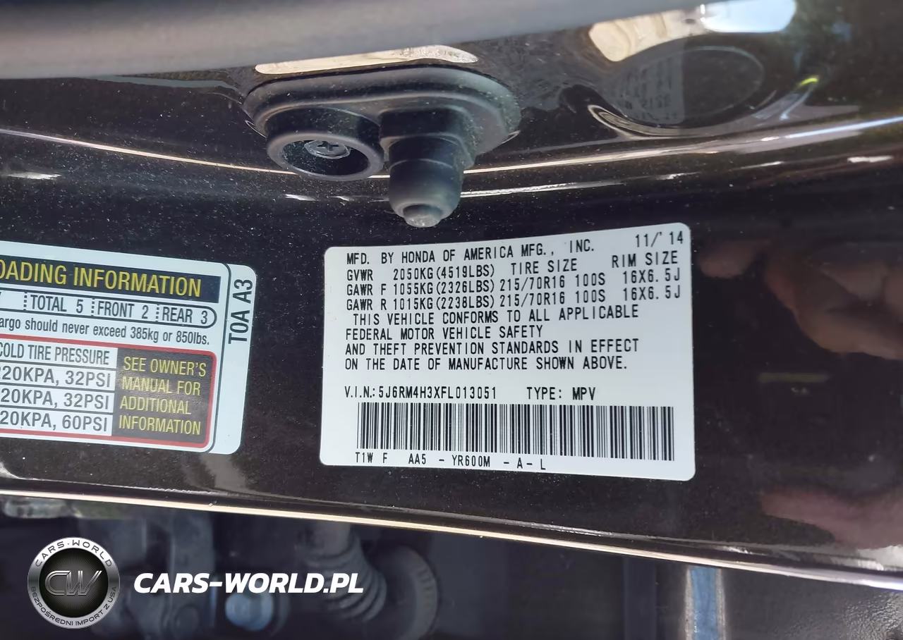 2015 Honda Cr-V Lx VIN:5J6RM4H3XFL013051 - 9