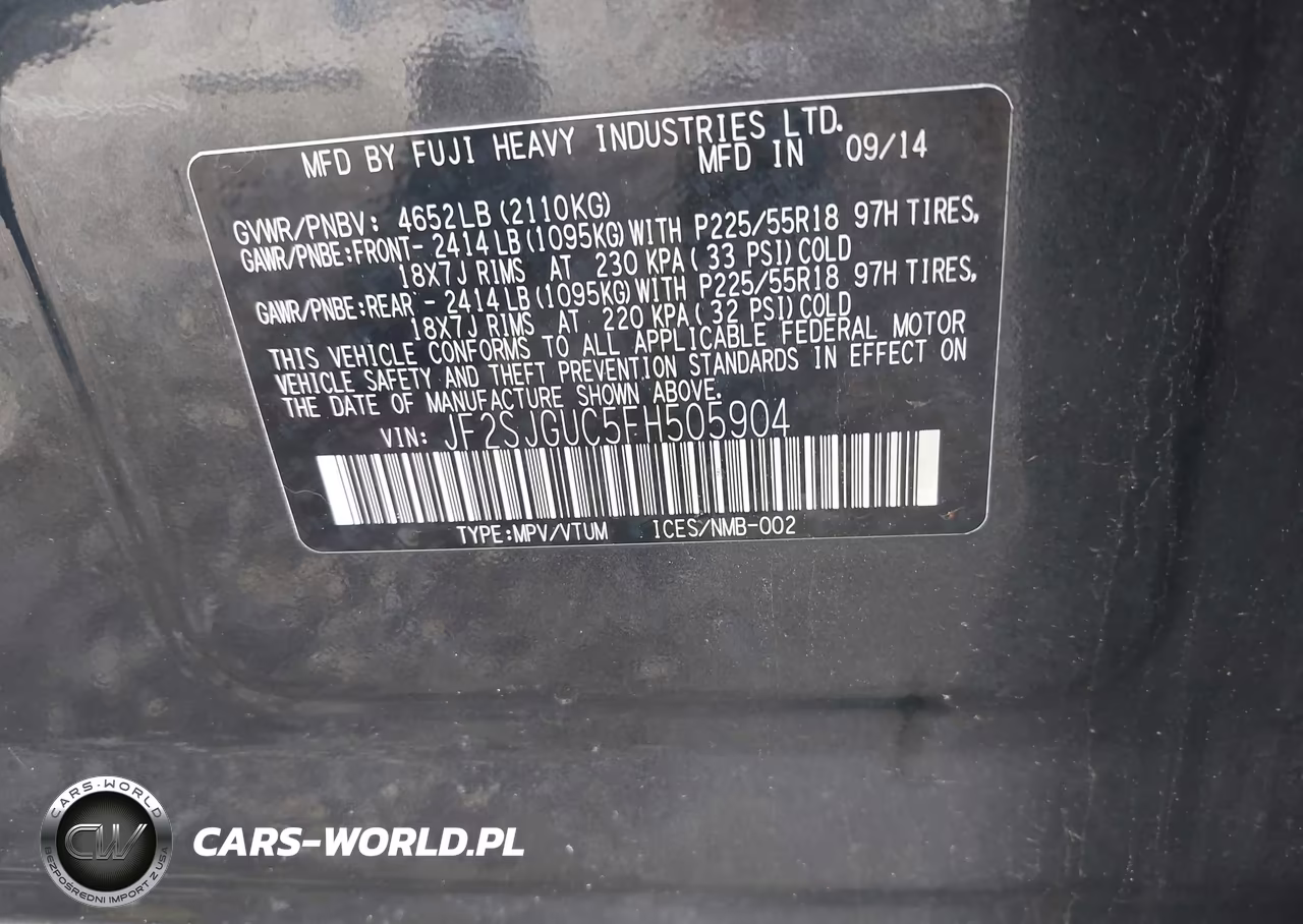 2015 Subaru Forester 2.0Xt Touring VIN:JF2SJGUC5FH505904 - 9