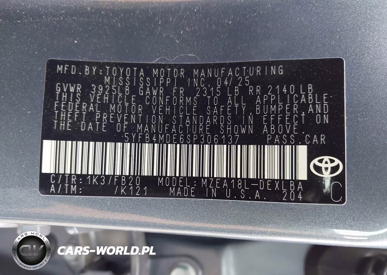 2025 Toyota Corolla Le VIN:5YFB4MDE6SP306137 - 9