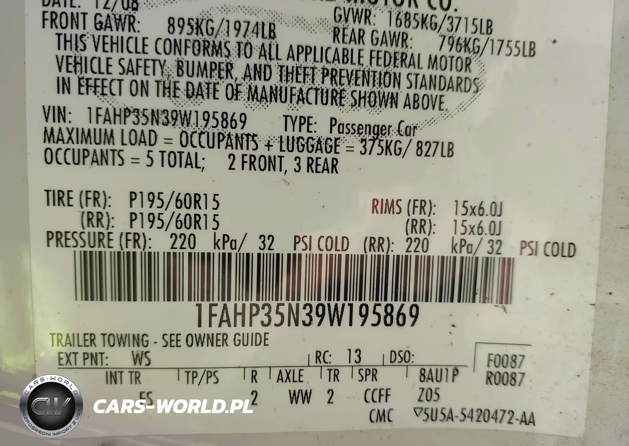 2009 Ford Focus Se VIN:1FAHP35N39W195869 - 9