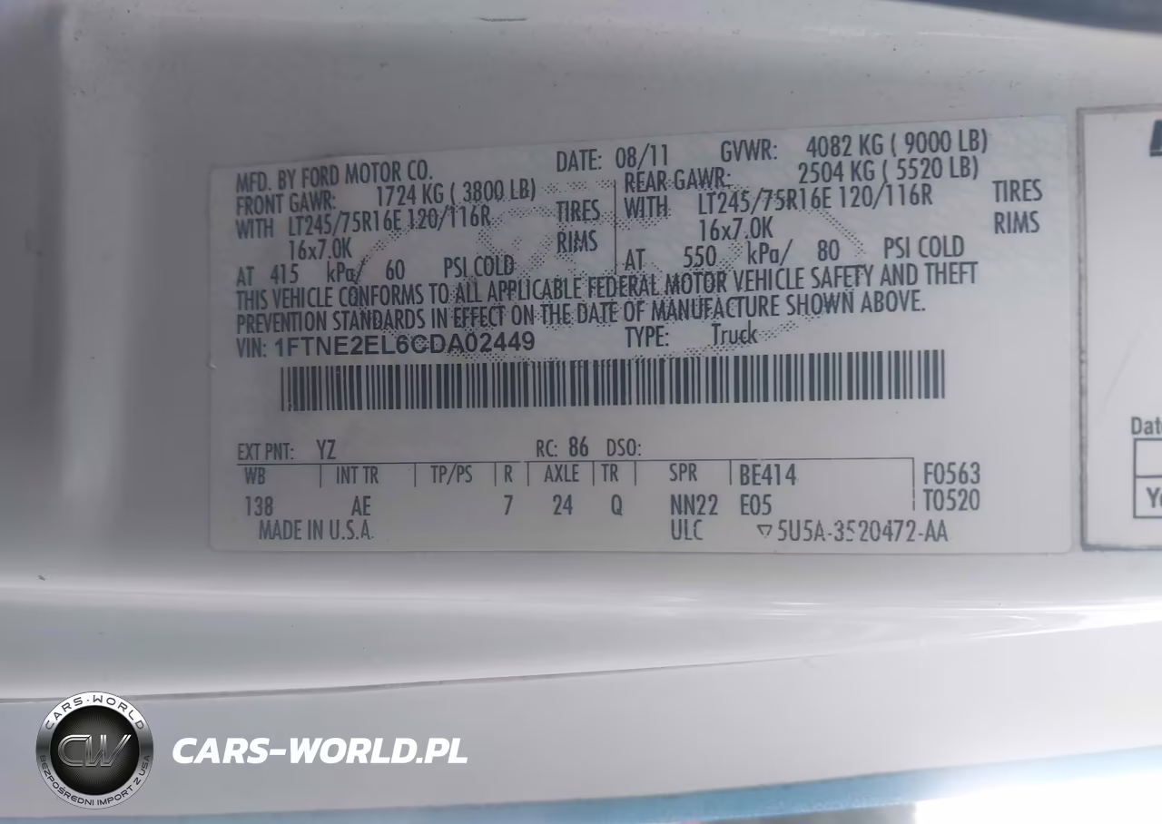 2012 Ford E-250 Commercial VIN:1FTNE2EL6CDA02449 - 9