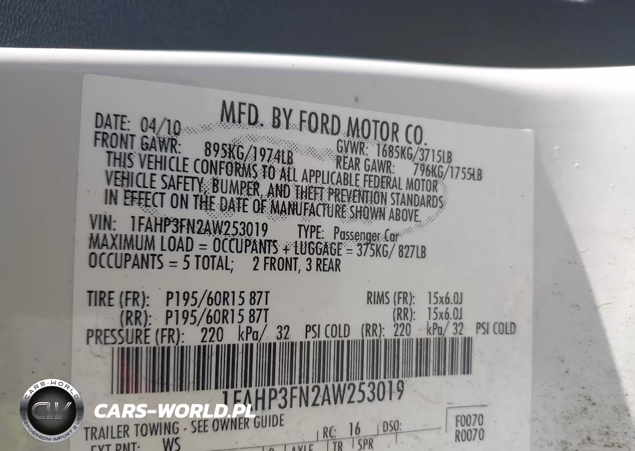 2010 Ford Focus Se VIN:1FAHP3FN2AW253019 - 9