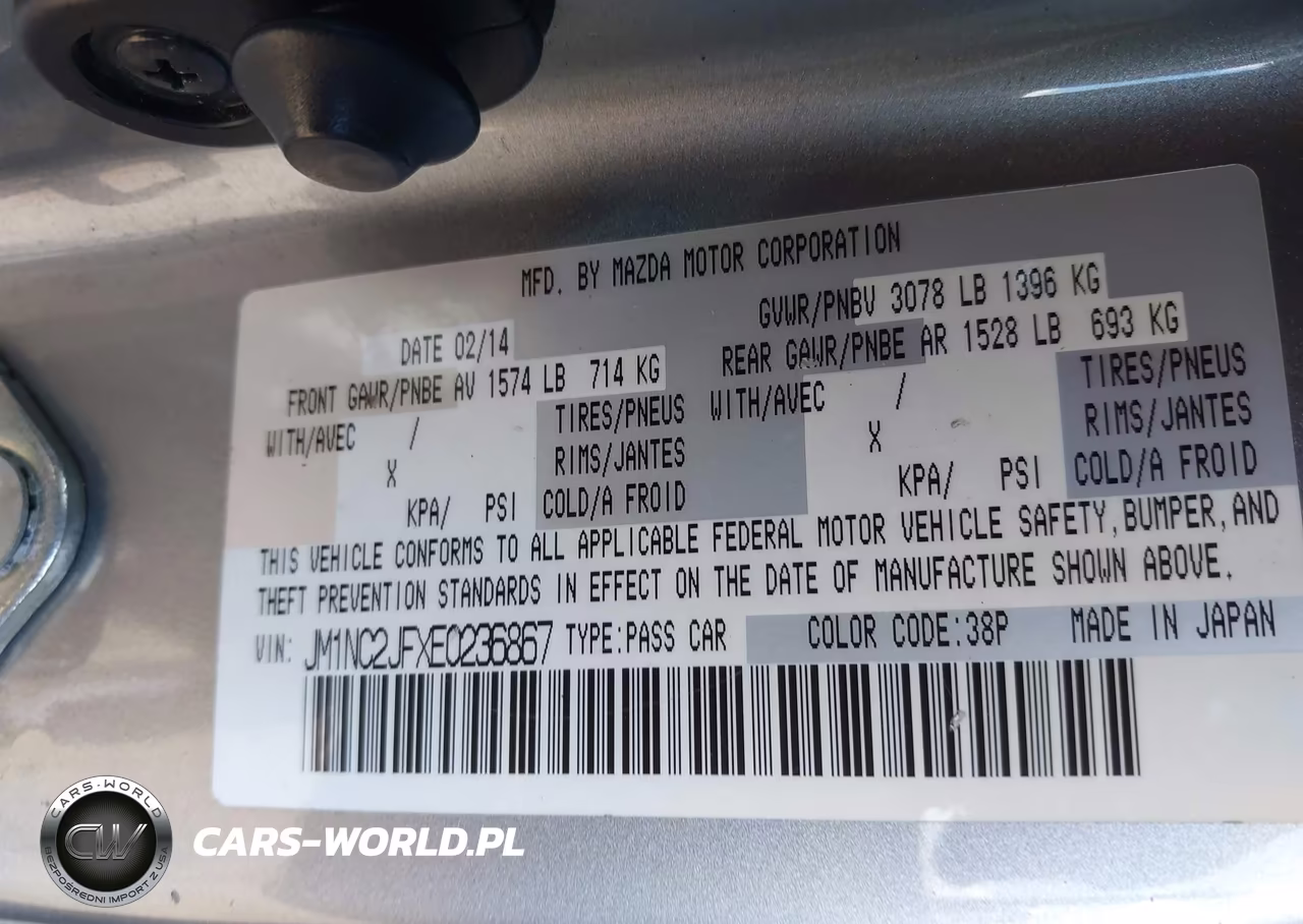 2014 Mazda Mx-5 Miata Sport VIN:JM1NC2JFXE0236867 - 9