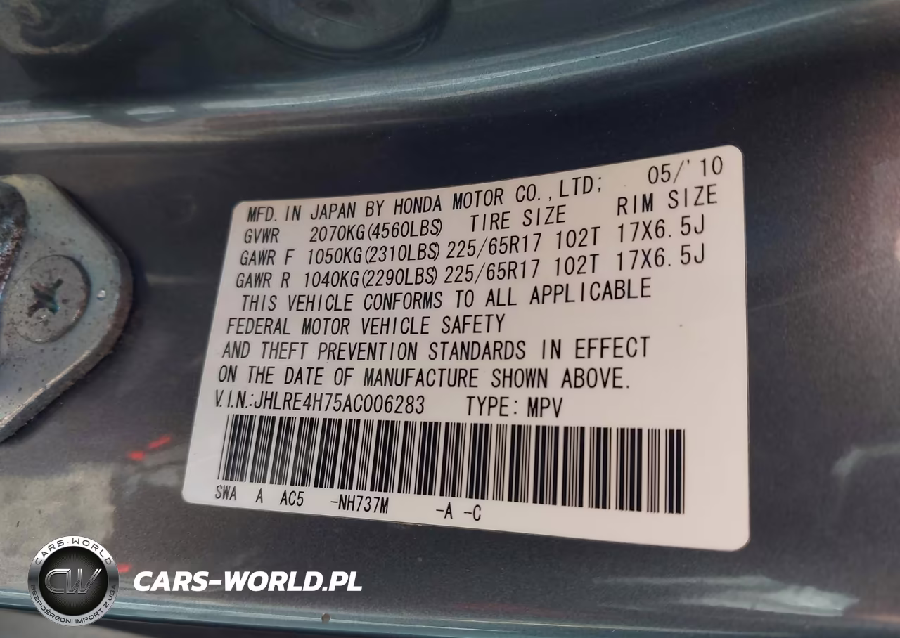 2010 Honda Cr-V Ex-L VIN:JHLRE4H75AC006283 - 9