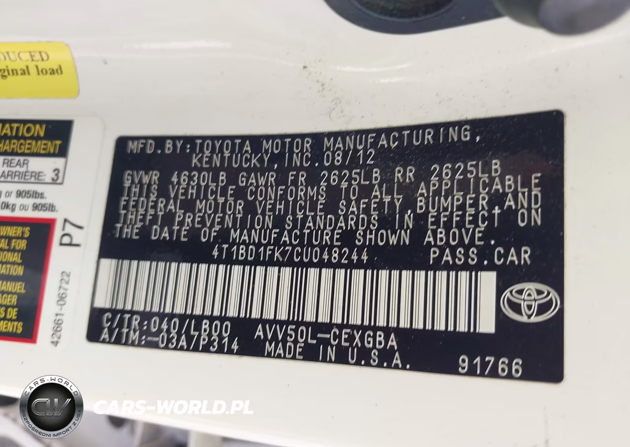 2012 Toyota Camry Hybrid Xle VIN:4T1BD1FK7CU048244 - 9