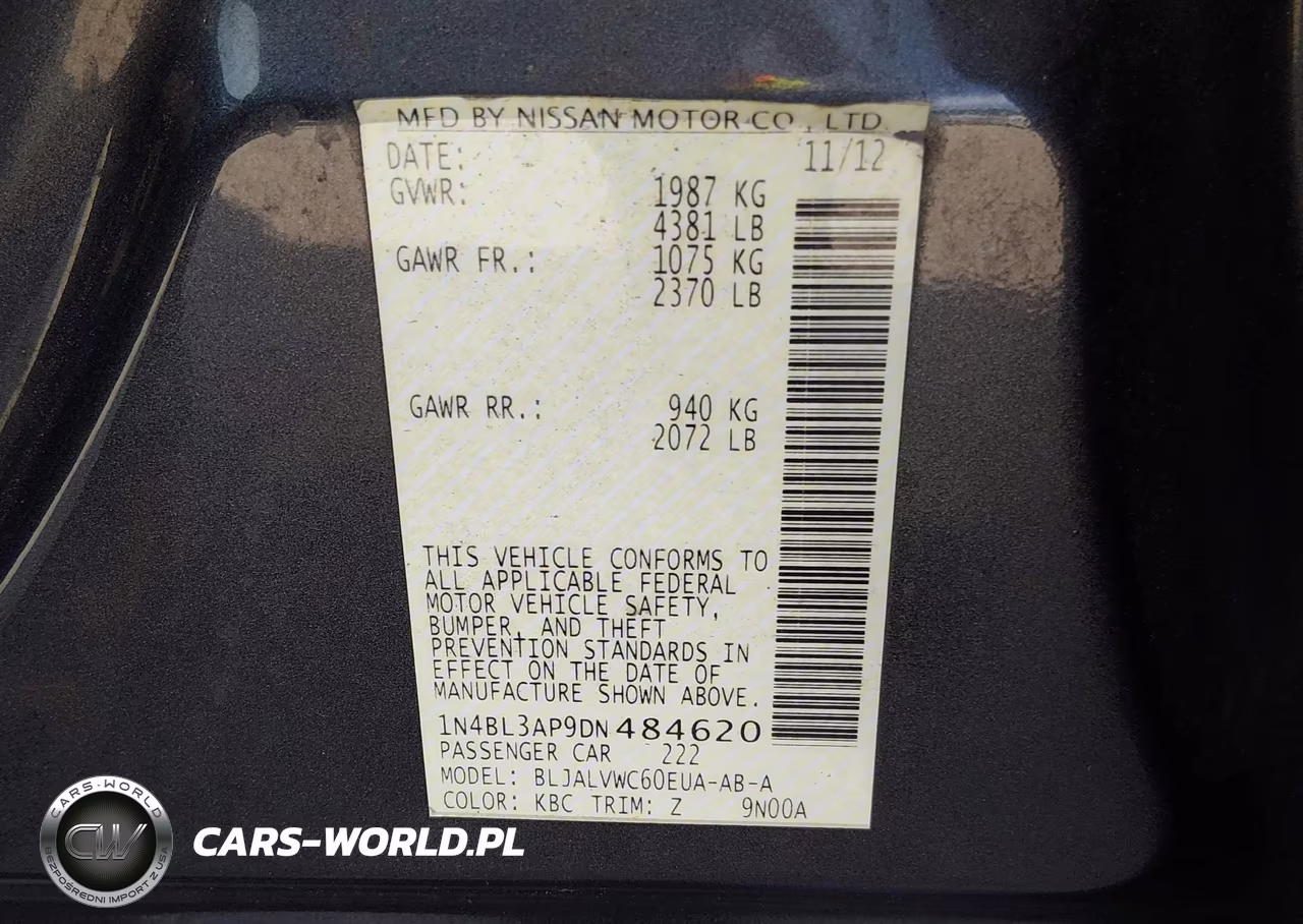 2013 Nissan Altima 3.5 Sl VIN:1N4BL3AP9DN484620 - 9