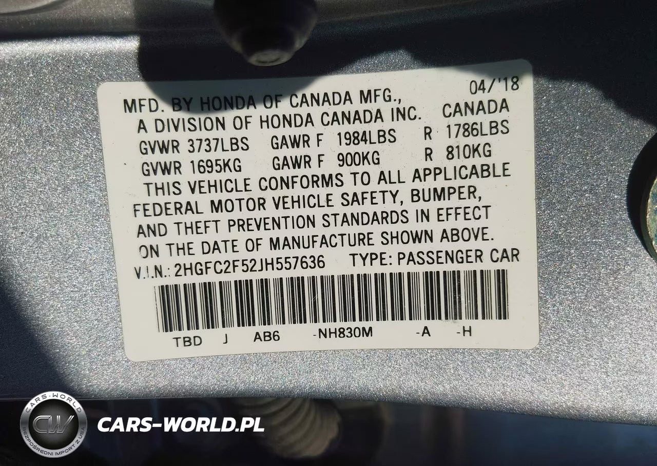 2018 Honda Civic Lx VIN:2HGFC2F52JH557636 - 9