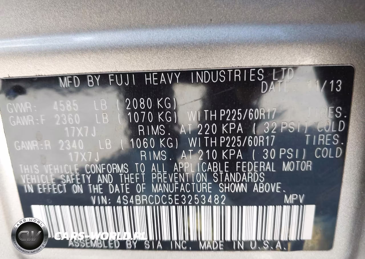 2014 Subaru Outback 2.5I Premium VIN:4S4BRCDC5E3253482 - 9