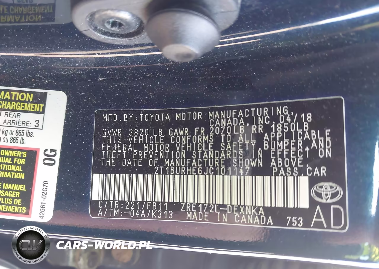 2018 Toyota Corolla Le VIN:2T1BURHE6JC101147 - 9