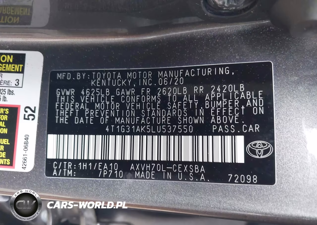 2020 Toyota Camry Se Hybrid VIN:4T1G31AK5LU537550 - 9
