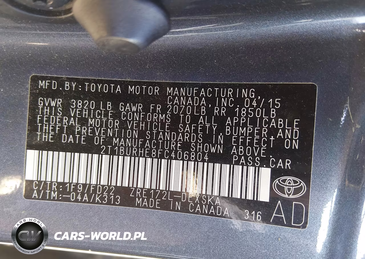 2015 Toyota Corolla S VIN:2T1BURHE8FC406804 - 9