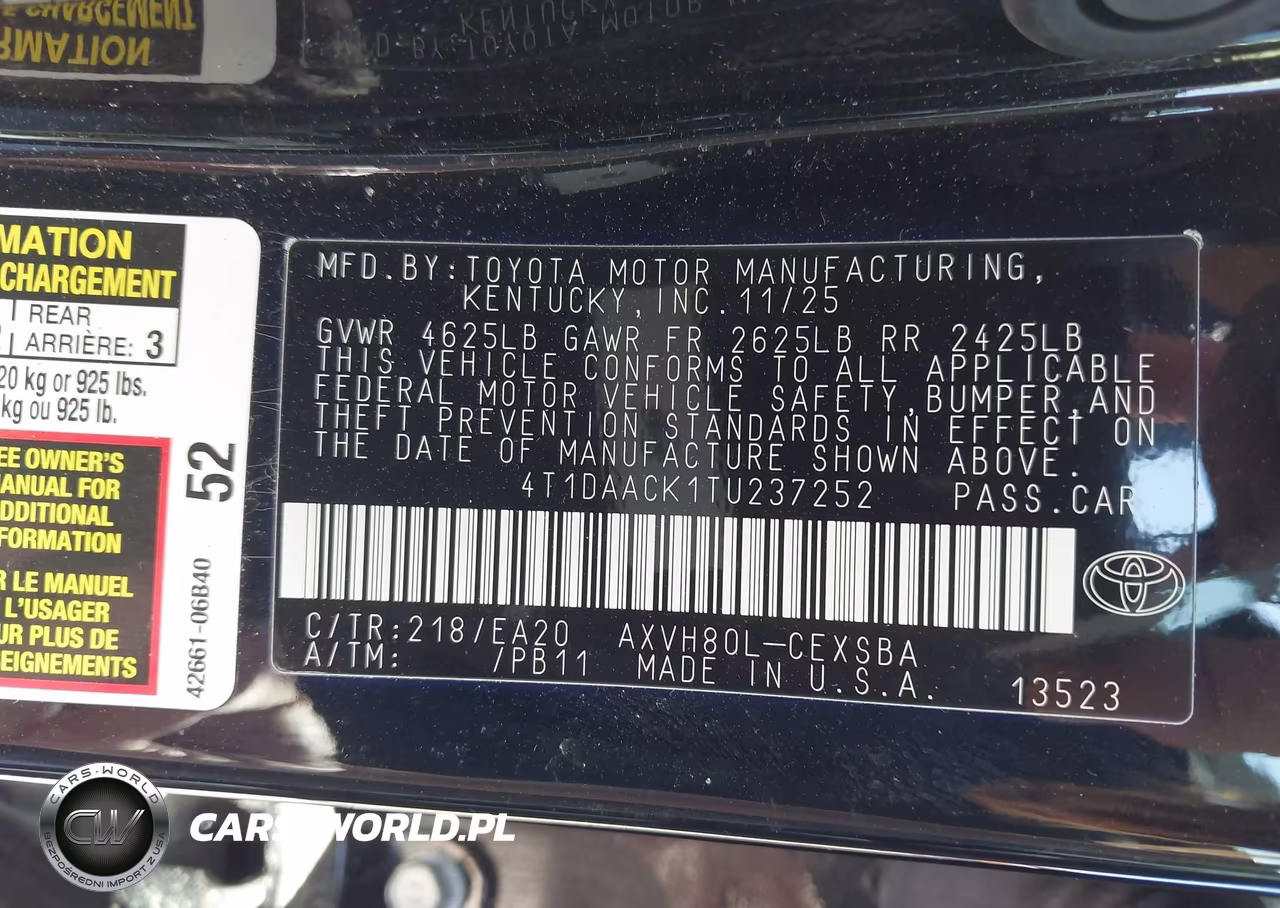 2026 Toyota Camry Se VIN:4T1DAACK1TU237252 - 9