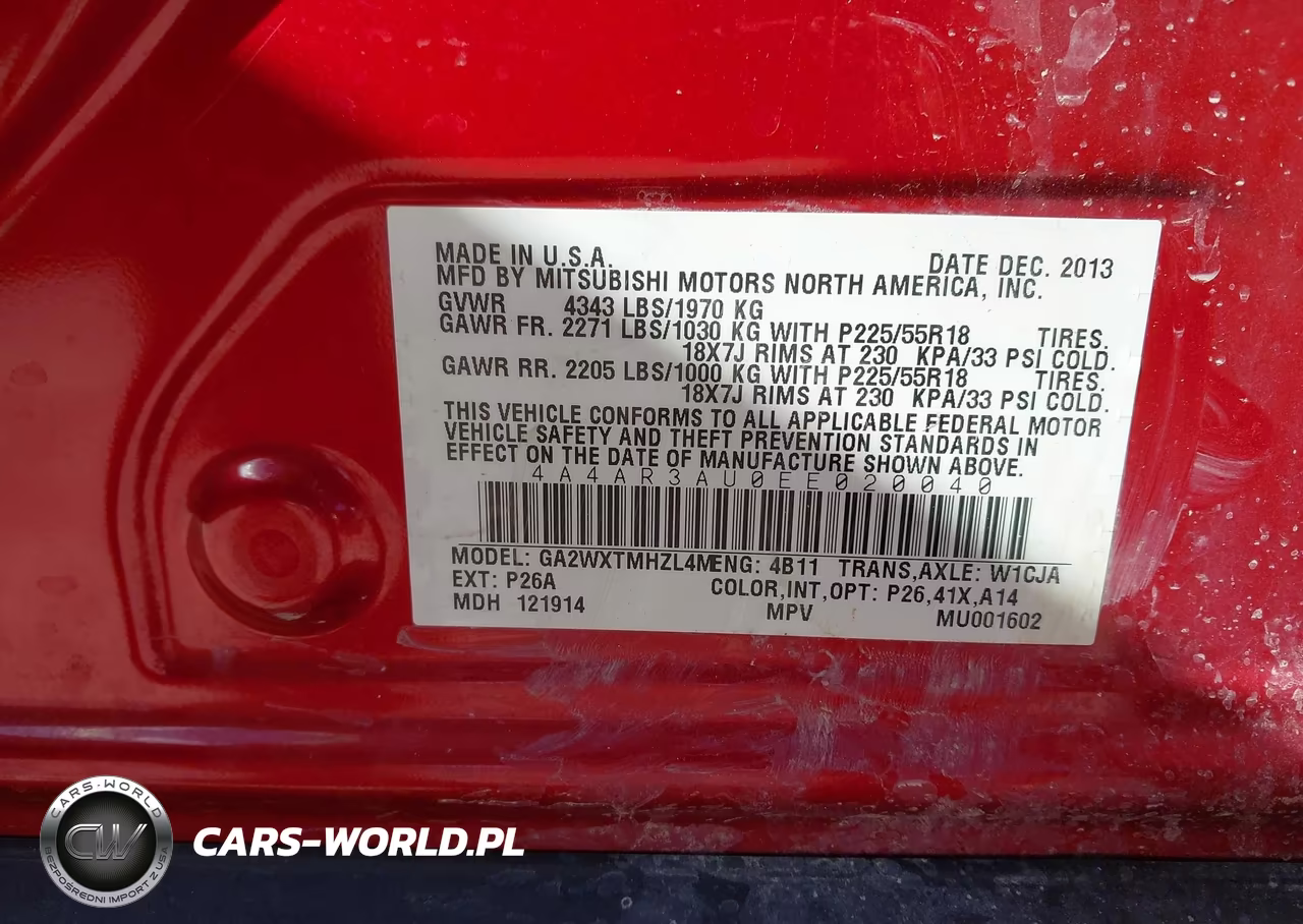 2014 Mitsubishi Outlander Sport Es VIN:4A4AR3AU0EE020040 - 9