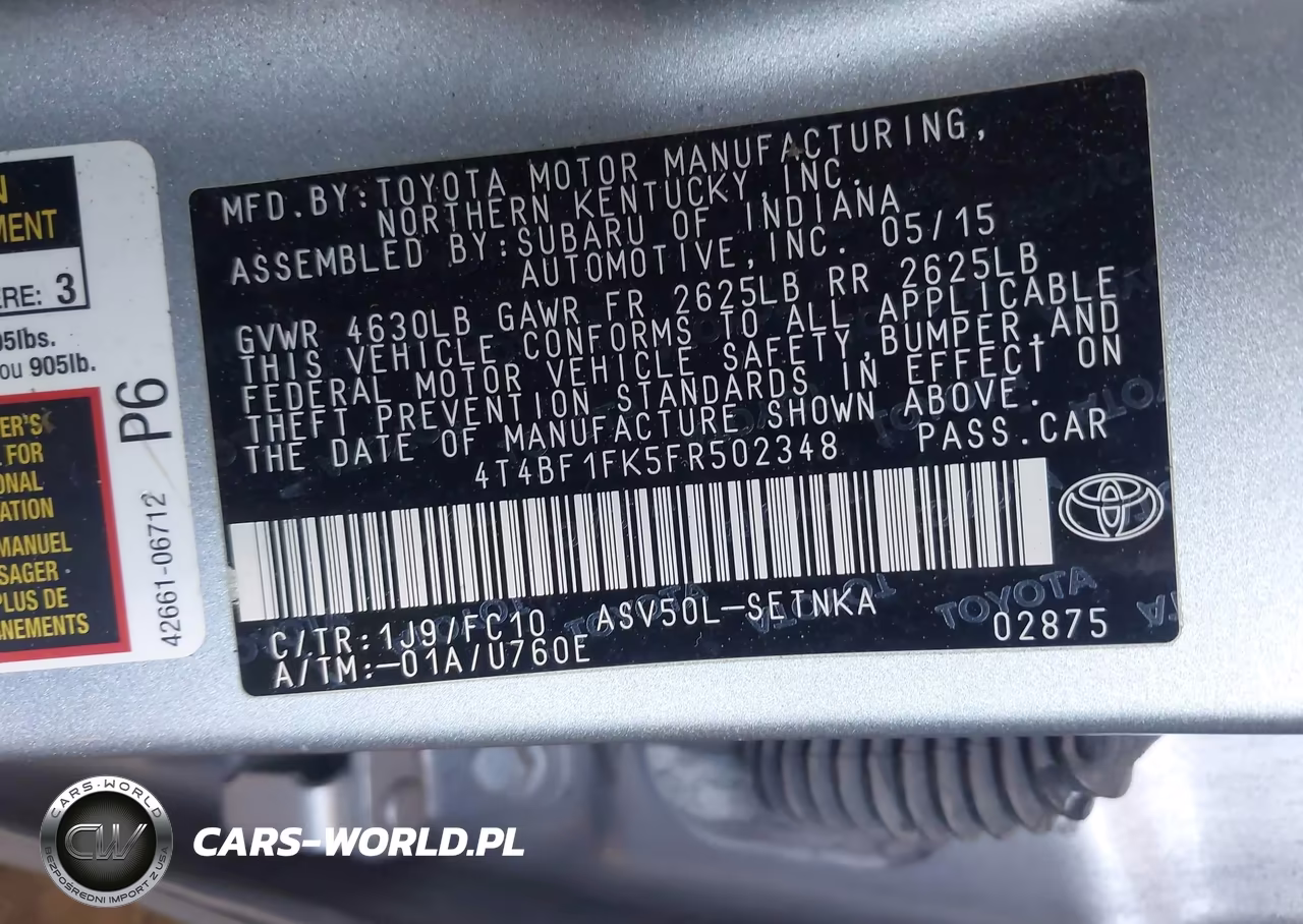 2015 Toyota Camry Le VIN:4T4BF1FK5FR502348 - 9