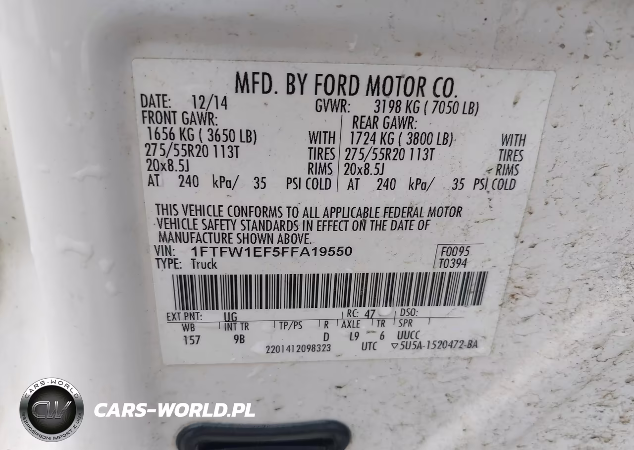 2015 FORD F-150 VIN:1FTFW1EF5FFA19550 - 9