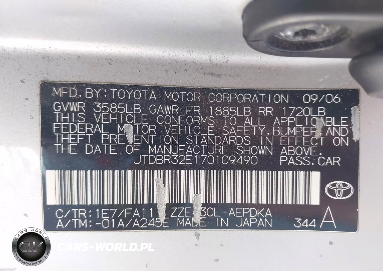 2007 Toyota Corolla Ce VIN:JTDBR32E170109490 - 9