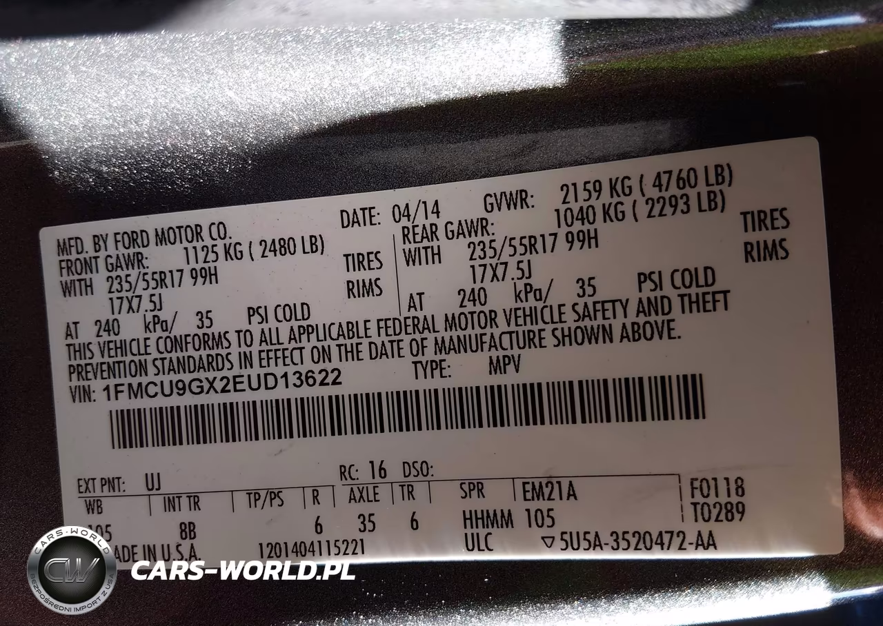 2014 Ford Escape Se VIN:1FMCU9GX2EUD13622 - 9