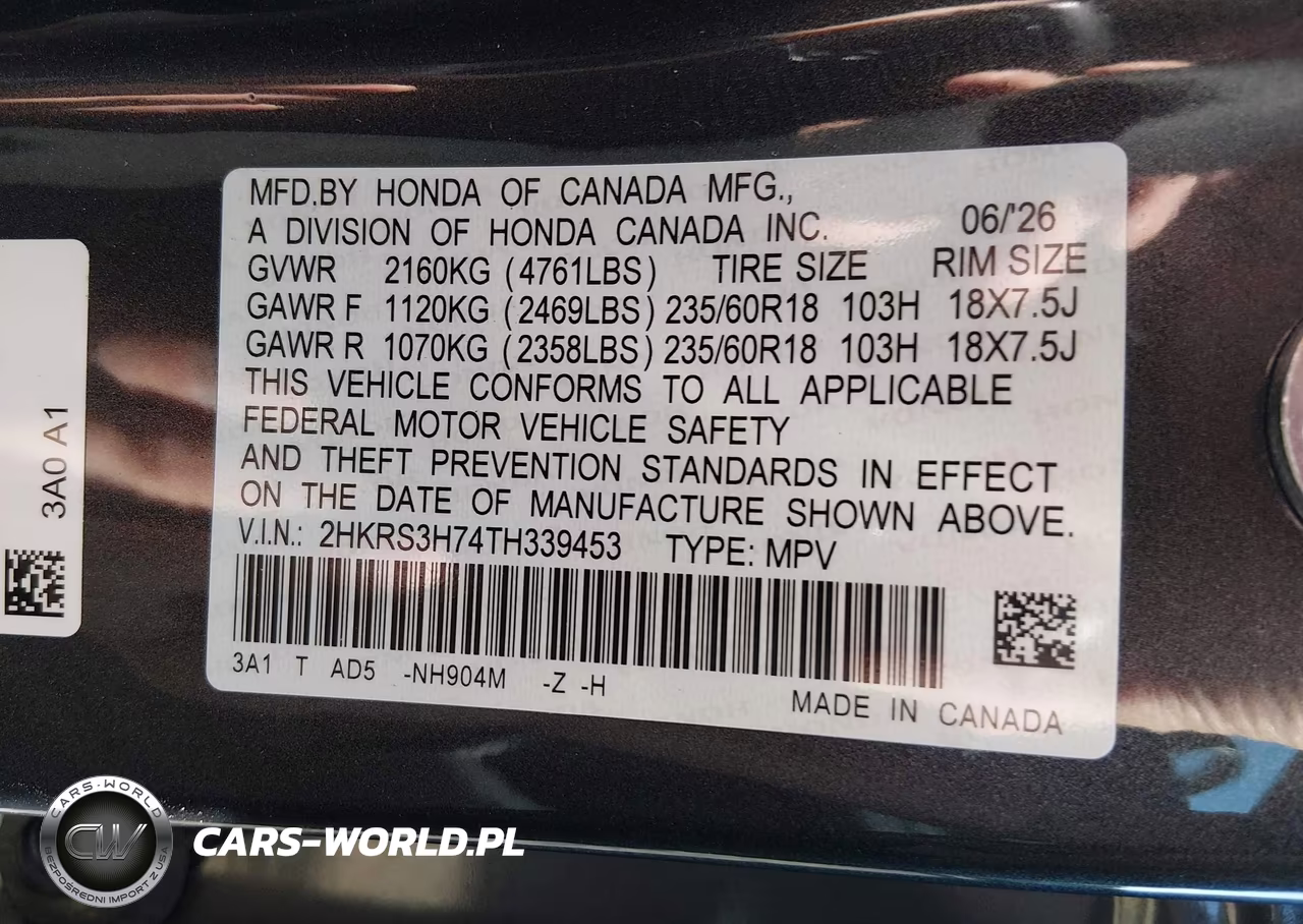 2026 Honda Cr-V Ex-L 2Wd VIN:2HKRS3H74TH339453 - 9