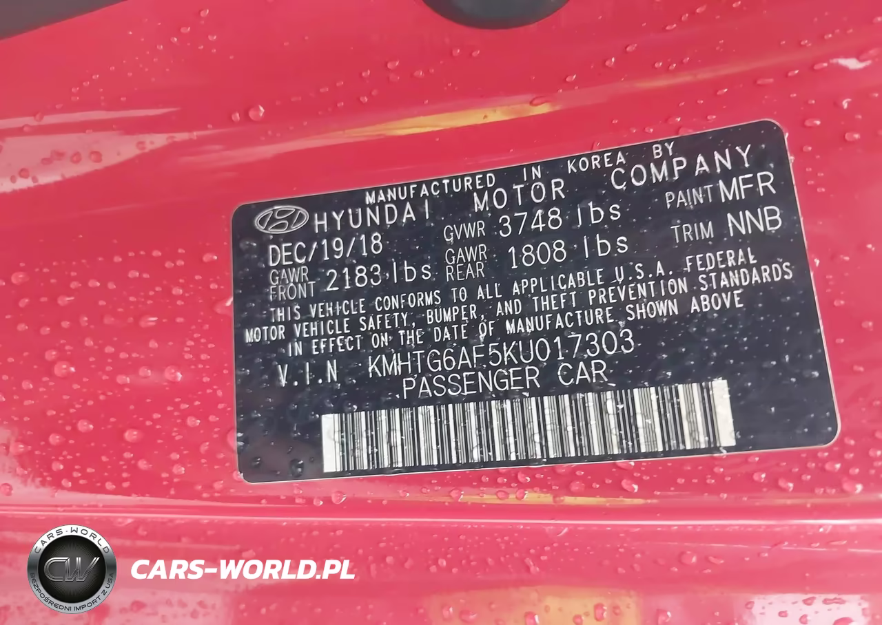 2019 Hyundai Veloster 2.0 VIN:KMHTG6AF5KU017303 - 9