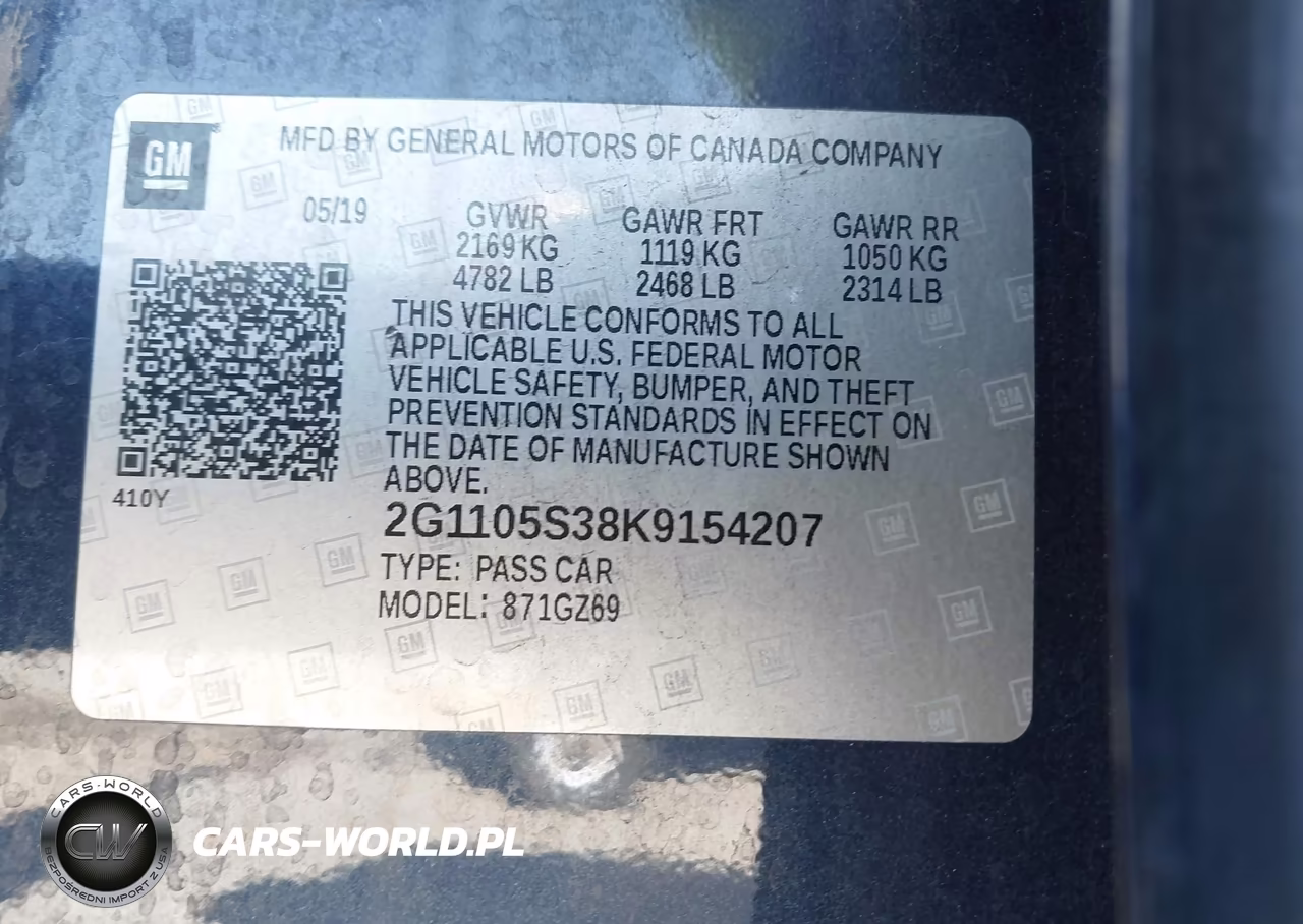 2019 Chevrolet Impala Premier VIN:2G1105S38K9154207 - 9