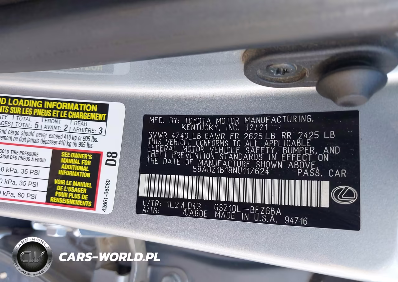 2022 Lexus Es 350 VIN:58ADZ1B18NU117624 - 9