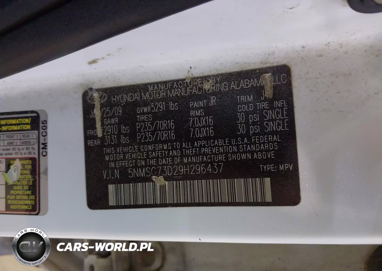 2009 Hyundai Santa Fe Gls VIN:5NMSG73D29H296437 - 9