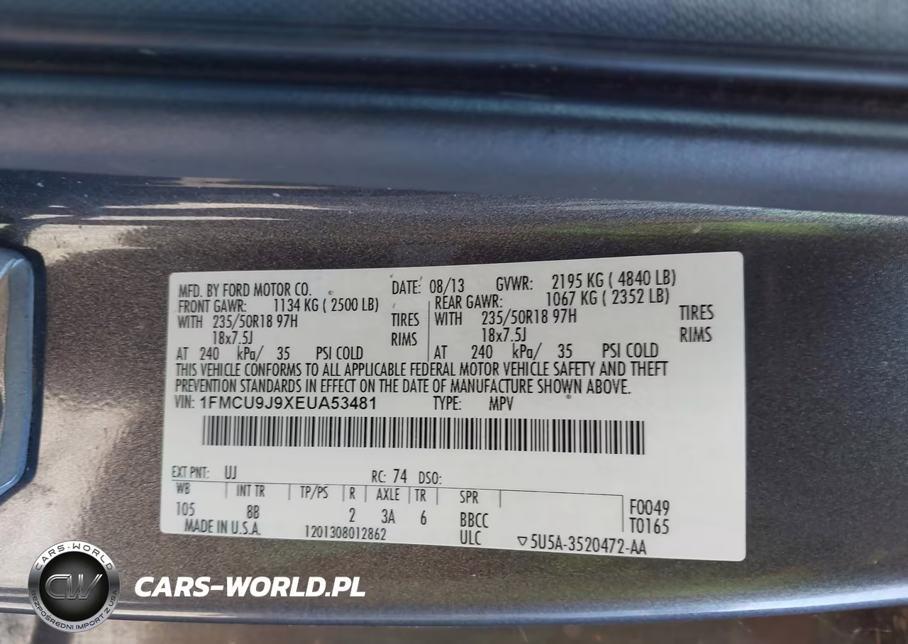 2014 Ford Escape Titanium VIN:1FMCU9J9XEUA53481 - 9