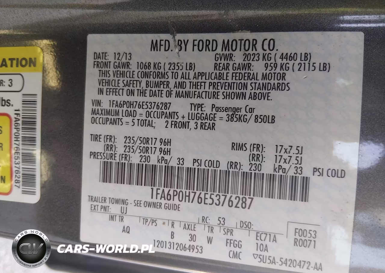 2014 Ford Fusion Se VIN:1FA6P0H76E5376287 - 9