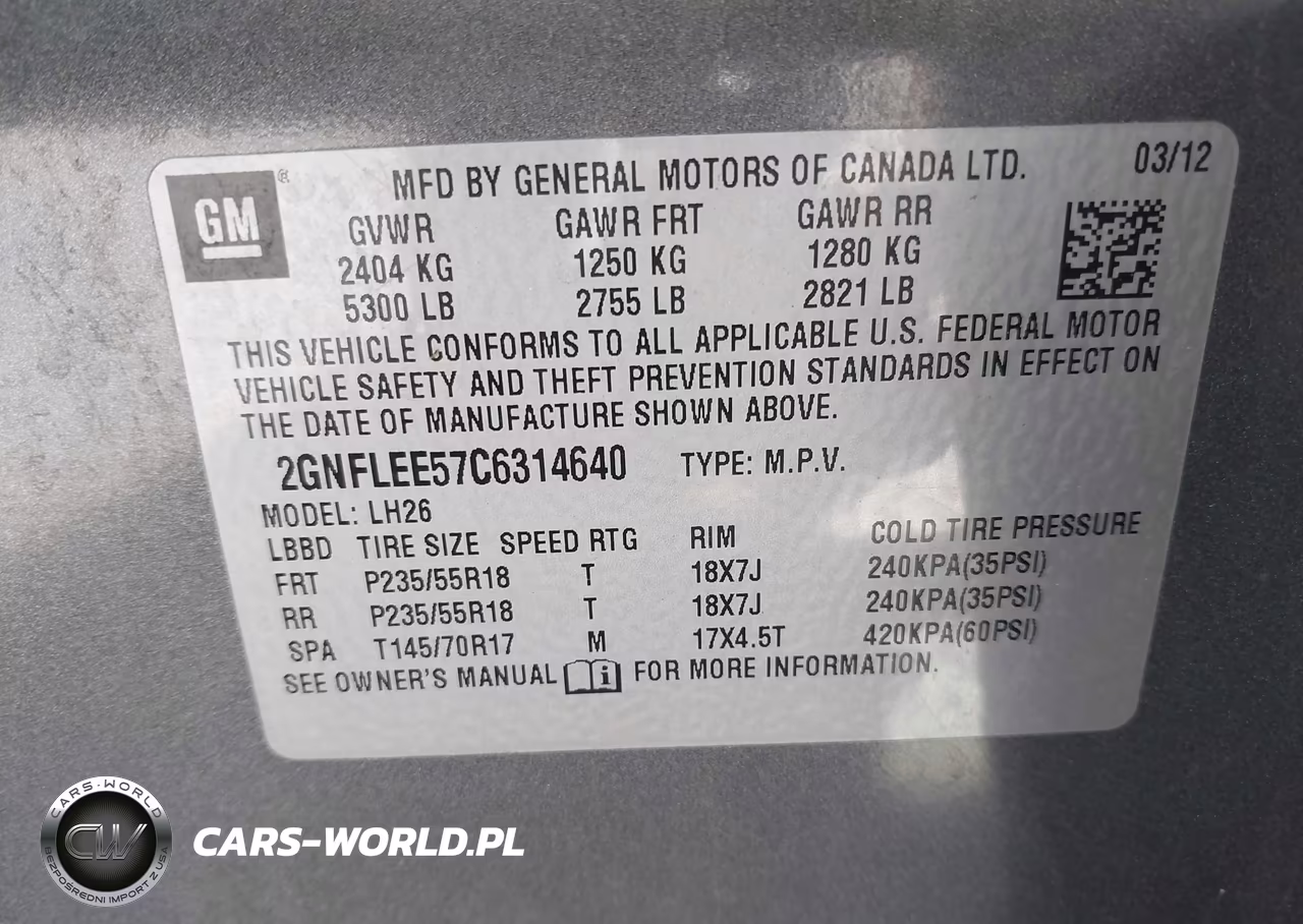 2012 Chevrolet Equinox 1Lt VIN:2GNFLEE57C6314640 - 9