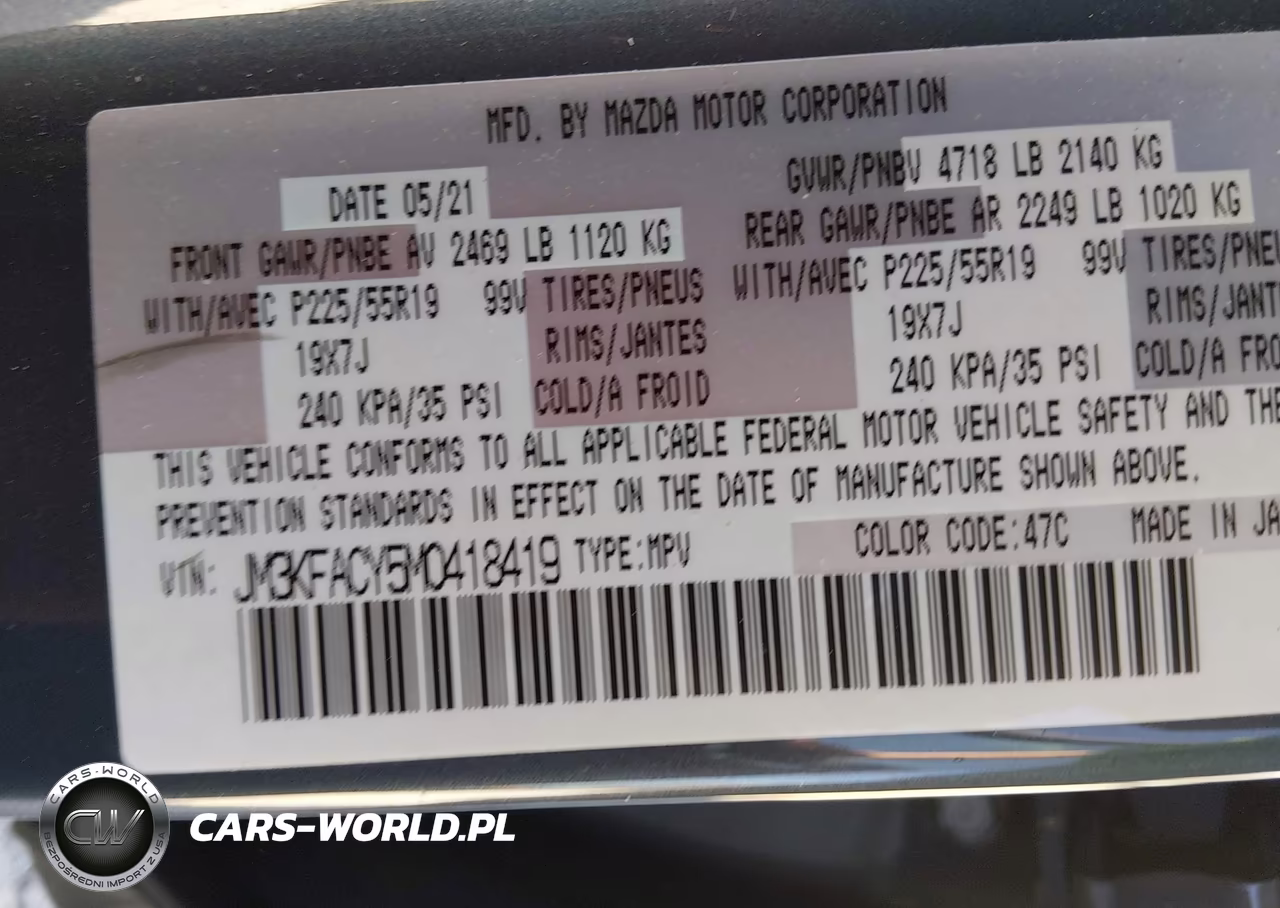 2021 Mazda Cx-5 Carbon Edition Turbo VIN:JM3KFACY5M0418419 - 9