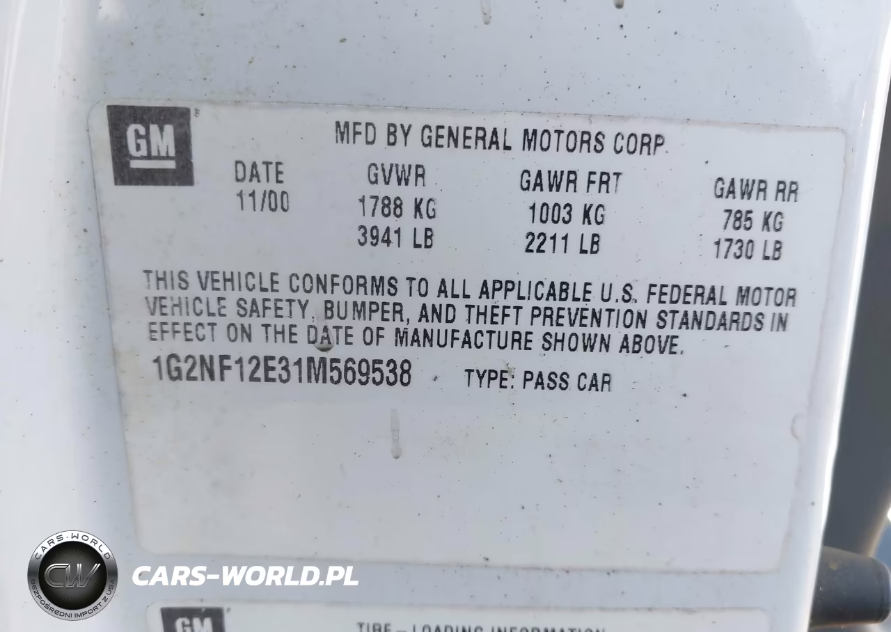 2001 Pontiac Grand Am Se1 VIN:1G2NF12E31M569538 - 9