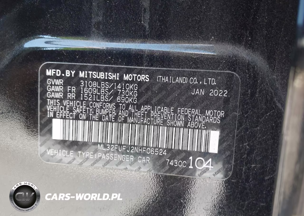 2022 Mitsubishi Mirage G4 Le VIN:ML32FUFJ2NHF06524 - 9