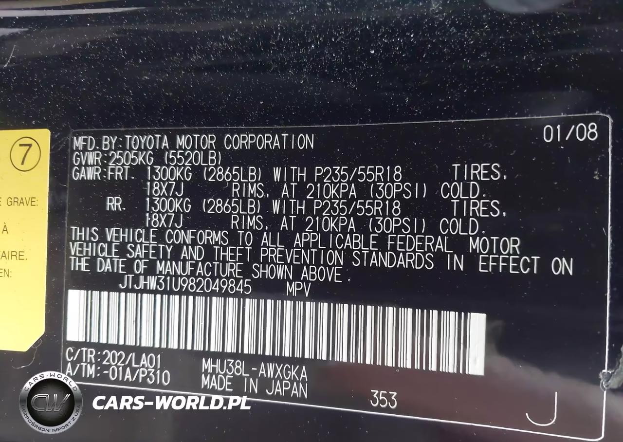 2008 Lexus Rx 400H VIN:JTJHW31U982049845 - 9