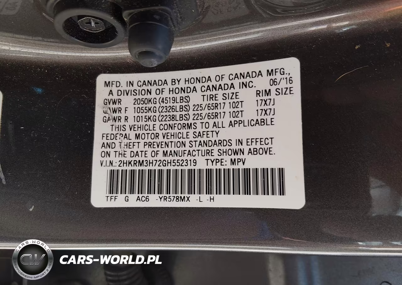 2016 Honda Cr-V Ex-L VIN:2HKRM3H72GH552319 - 9