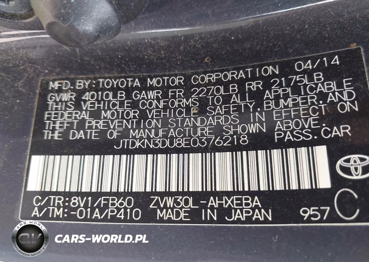 2014 Toyota Prius Two VIN:JTDKN3DU8E0376218 - 9