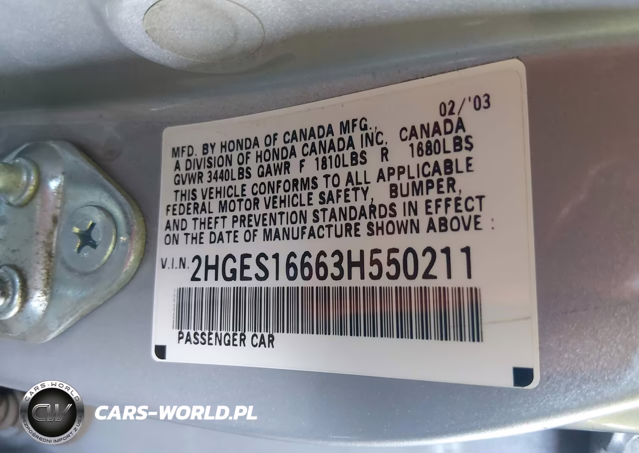 2003 Honda Civic Lx VIN:2HGES16663H550211 - 9