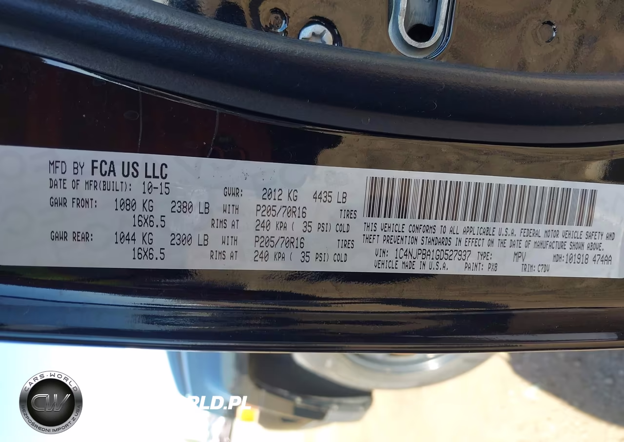 2016 Jeep Patriot Sport VIN:1C4NJPBA1GD527937 - 9