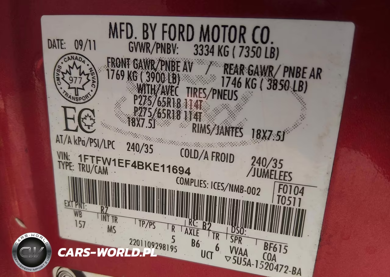 2011 Ford F-150 Xlt VIN:1FTFW1EF4BKE11694 - 9