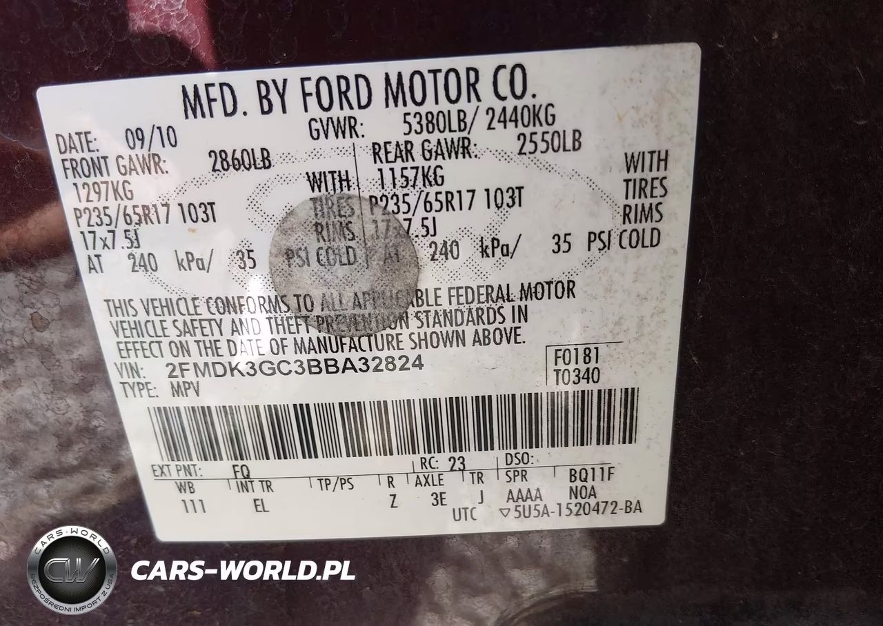 2011 Ford Edge Se VIN:2FMDK3GC3BBA32824 - 9