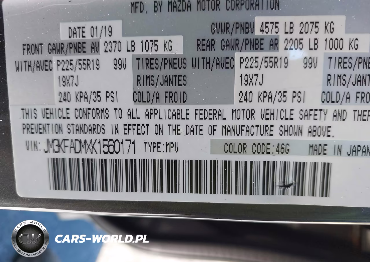2019 Mazda Cx-5 Grand Touring VIN:JM3KFADMXK1560171 - 9
