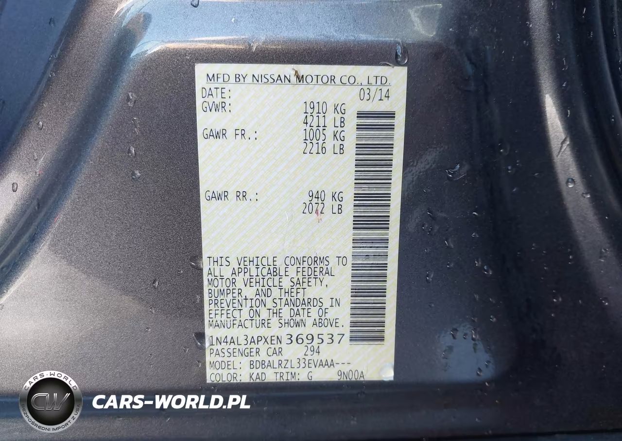 2014 Nissan Altima 2.5 S VIN:1N4AL3APXEN369537 - 9