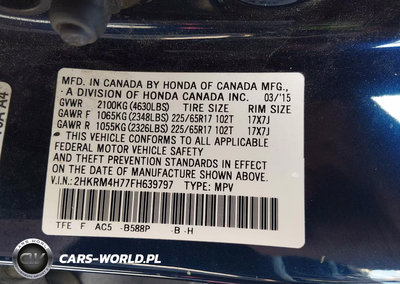 2015 Honda Cr-V Ex-L VIN:2HKRM4H77FH639797 - 9