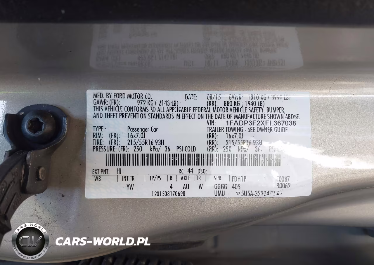 2015 Ford Focus Se VIN:1FADP3F2XFL367038 - 9
