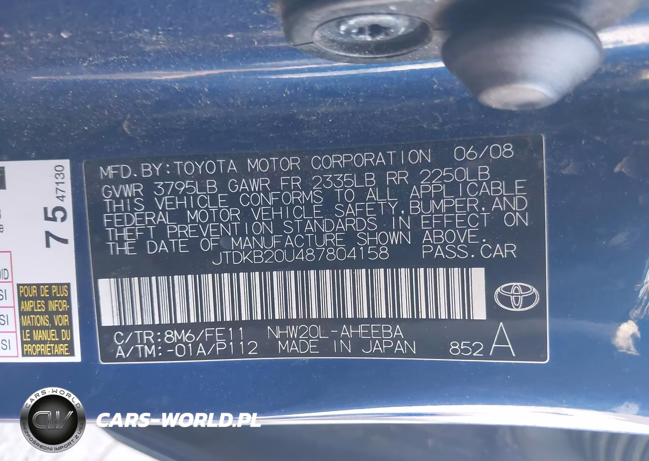 2008 Toyota Prius VIN:JTDKB20U487804158 - 9