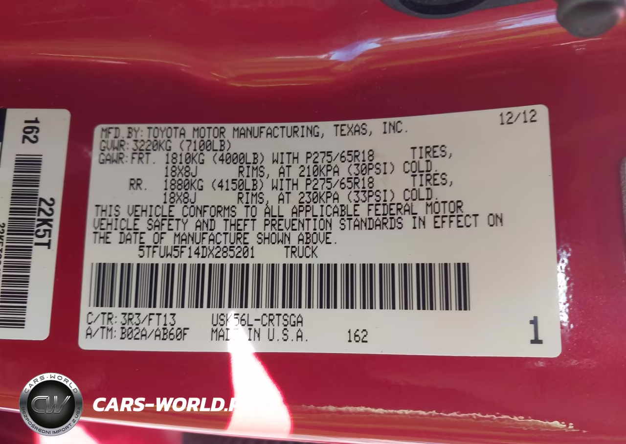 2013 Toyota Tundra Grade 5.7L V8 VIN:5TFUW5F14DX285201 - 9