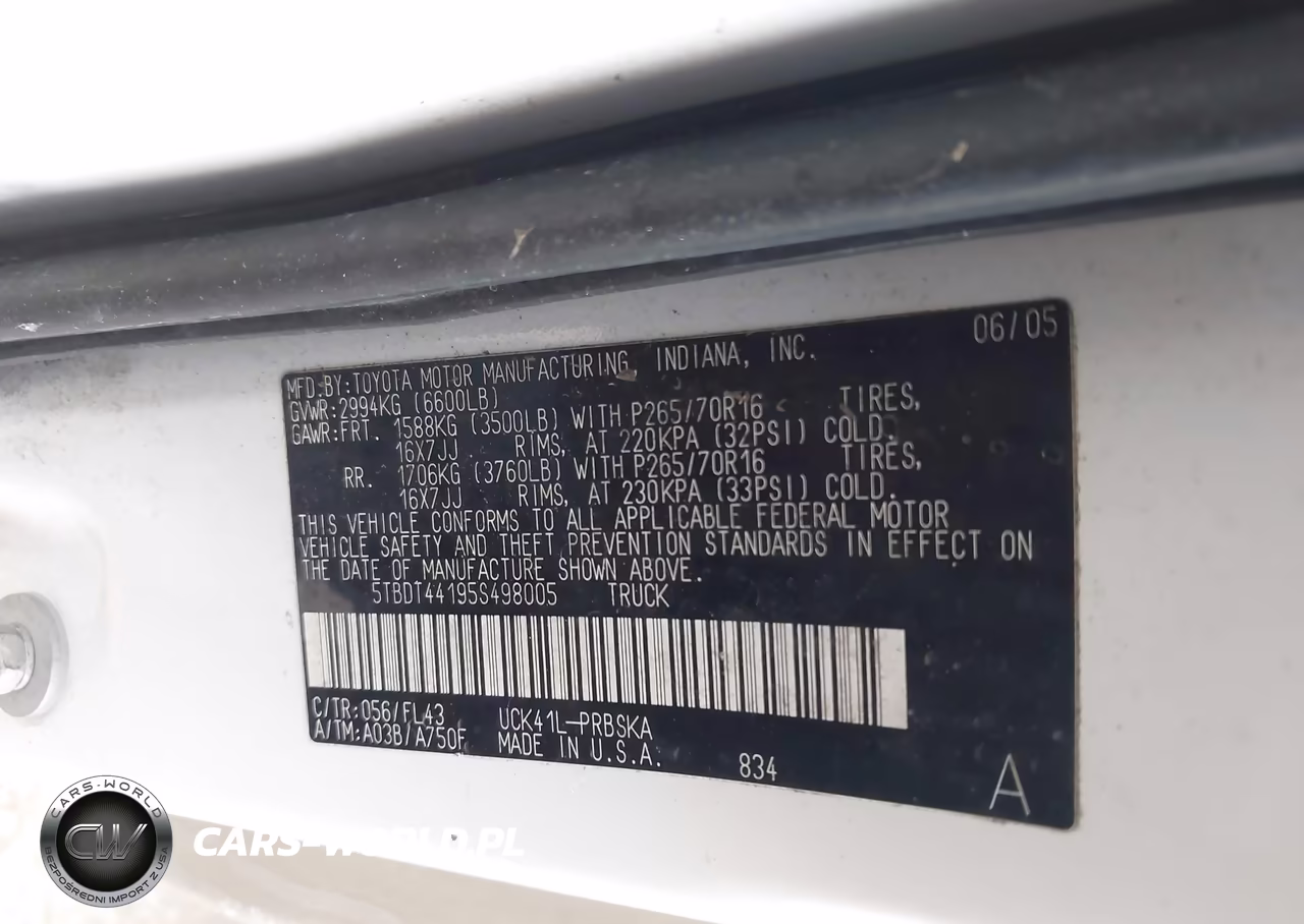 2005 Toyota Tundra Sr5 V8 VIN:5TBDT44195S498005 - 9